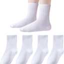 EPEIUS Unisex Kids Crew Socks Soft Cotton Seamless School Socks for Girls Boys Dress Sox White Black Navy 4/6/8 Pairs (5-8 Years)