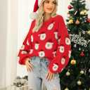 Ugly Christmas Sweaters for Women Funny Santa Xmas Snowflake Holiday Party Cute Knitted Pullover Tops (Large, Red)