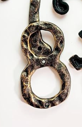 5.5 Inch Cast Iron House Numbers - Hammered Finish Mailbox Numbers - Metal Address Plaque Numerals - Weatherproof, Easy to Install, Soild Home Decor/Number 8