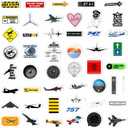 2 x BulbaCraft 100Pcs Aviation Stickers and Decals, Pilot Stickers for Laptop, Airplane Decals, Aviation Gifts, Airplane Party Decorations, Gifts for Women & Men