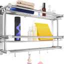 23.6 inch Wall Mounted Bathroom Shelf, 2 Tier Towel Rack, Stainless Steel