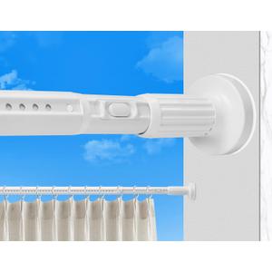 Tension Shower Curtain Rod 51-86 Inch,Adjustable Spring Shower Rod No Drilling for Window or Bathroom, Easy to Install, Never Rust,Very Secure,Rod Diameter 1.26 Inches-White