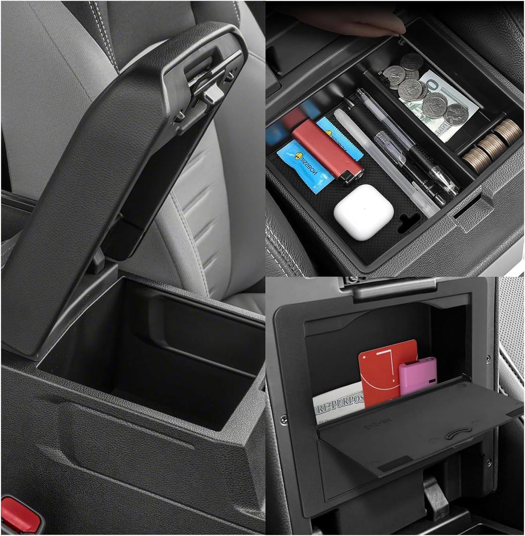 YOJOJOCO 2PCS Center Console Organizer Compatible with Toyota Tacoma 2024 2025 2026 Accessories Armrest Hidden Secondary Storage Box Handrail Platform Storage
