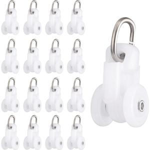 uxcell 50Pcs Curtain Track Rollers Curtain Rail Pulleys Runners Plastic Ceiling Gliders with Dual Wheel Roller for Window Tracks Carrier Accessories (White) (1.1 x 0.64 inch)