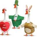3 Set Raincoat Hawaiian Swimming 4th of July Porch Goose Outfits Summer Holiday Lawn Goose Costume Clothes for 23" Goose Patio Garden Yard Decor (Spring)