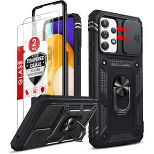 LeYi for Samsung A52 Phone Case: Galaxy A52 5G Phone Case with [2 Pack] Screen Protector, Slide Camera Cover & Full Body Military-Grade Protection with Kickstand Funda para A52 Samsung, Black