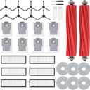 34 Pcs Qrevo S/ Qrevo Pro/ Qrevo Plus Replacement Accessories for Roborock Robot Vacuum, 2 Main Brush, 6 HEPA Filter, 8 Dust Bag, 8 Side Brushe, 6 Mop Cloth Pad, 4 Cleaning Tool