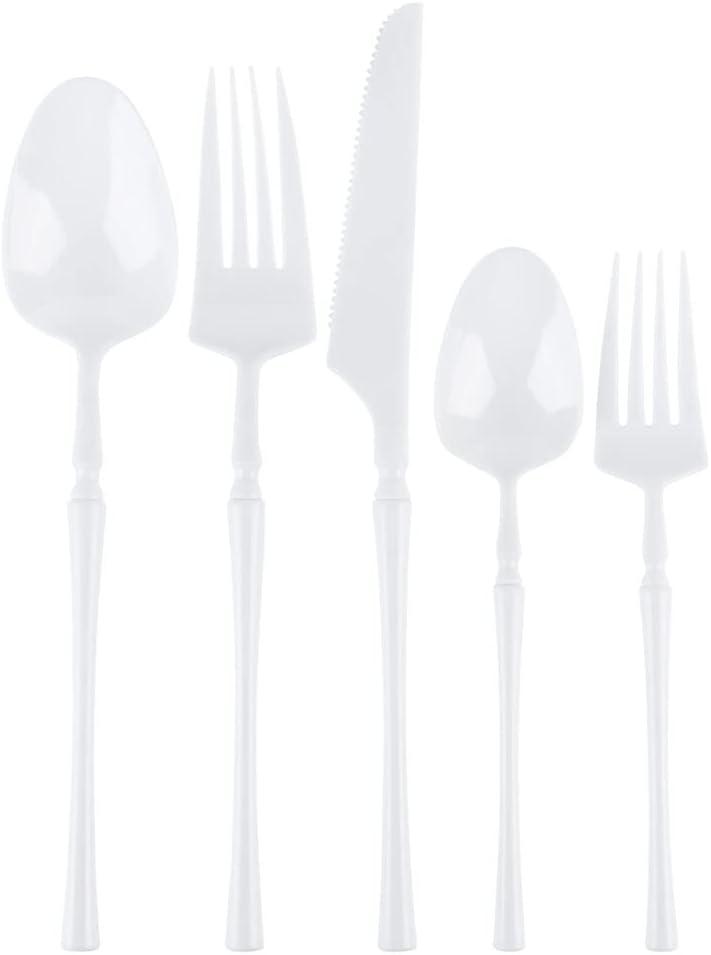 Blue Sky Infinity White Plastic Dinner Forks, 384 Count Bulk Disposable Cutlery for Weddings, Parties, Catering & Events