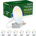 zouzai 6 Pack 6 Inch 5CCT Ultra-Thin LED Recessed Ceiling Light with Junction Box, 2700K/3000K/3500K/4000K/5000K Selectable, 12W Eqv 110W,Dimmable, led can Lights- ETL and Energy Star Certified
