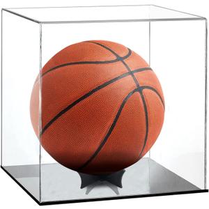 Clear Basketball Display Case Acrylic Box Football Basketball Storage Collectible Sports Memorabilia Holder with Stand(Product Includes Protective Film on Both Sides)