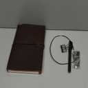 newestor Refillable Leather Journal Travelers Notebook - 8.5 x 4.5 Travel Diary with 5 Inserts + Pen Holder and Binder Clip, Standard Size, Brown