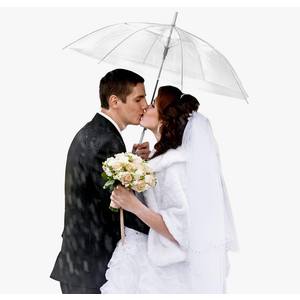 10 Pack Clear Wedding Umbrellas Auto Open Windproof Transparent Large Clear Bubble Stick Umbrella Bulk with J Hook Handle for Outdoor Bride Groom Ceremony Adults Kids Rain