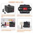 Yinleader 1500W Japanese Voltage Converter - Step Down 120V to 100V or Step Up 100V to 120V, Includes US Power Cord for Medium-Power Appliances