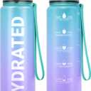 Sahara Sailor Water Bottle, Durable and Leakproof Water Bottles Motivational with Time Marker, Tritan, BPA Free, Wide Mouth with Easy Clean Brush for Gym, Travel, School, Office (1 Bottle) (25.4 Ounces, Galaxy Magic)