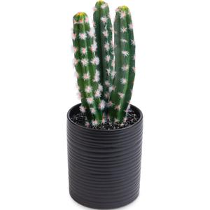 SEEKO Succulents Fake Cactus (10.5') - Realistic Cactus Plant Decor for Dorm, Desk, Shelf or Office (Black Pot)