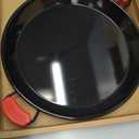 Paelluxe Paella Pan Enamelled, No-Rust Steel Skillet for Propane & Gas Burners Easy-to-Clean Pan for Indoor & Outdoor Cooking Cacerola Paellera Sarten 17 Inch, for 10 Servings