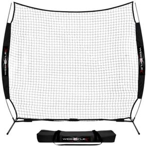 Web Flex 7x7 ft Portable Baseball & Softball Batting Practice Screen Net, Durable Nylon & Metal Frame, Protective Batting Net for Pitching & Hitting, Easy Setup, Full Coverage with Carry Bag | Black, Standard