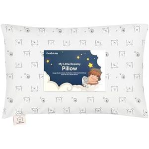 Toddler Pillow with Pillowcase - 13x18 My Little Dreamy Kids Travel Bed Pillows for Sleeping, Organic Cotton Small Pillowcase, Soft & Breathable, Machine Washable, Toddlers 2-5 years old (Bumble Bear)