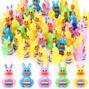Gejoy 50 Pcs Mini Easter Rubber Ducks 1.57 Inch Bunny Ear Ducks Figurines Bulk Small Assorted Birthday Gifts for Easter Basket Stuffers Table Decorations Party Favors