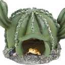 IBWell Resin Cactus Leopard Gecko Hide Reptile CaveDesert Terrarium DcorBearded Dragon Hideout, Small Reptile Hide