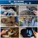 Double-Sided Pet Dog Cat Brush for Detangling Deshedding & Removing Small Mats plus Rubber Dog Bath Brush for Grooming, Shedding, Massage & Skin Care Brush - Best Pet Detangler Brushes