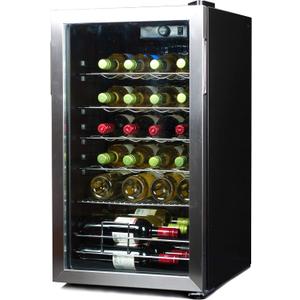 BLACK+DECKER 26 Bottle Wine Fridge with Interior Light and Mechanical Temperature Control, Compressor Cooling Wine Cooler Refrigerator with 4 Wine Racks and 1 Flat Shelf, Wine Bottle Chiller
