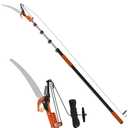 10FT Reach Manual Pole Saw for Tree Trimming, Extendable Tree Pruner with Double Hook Saw and 4-10FT Telescopic Pole, Tree Trimmer Branch Cutterfor High Branches for Yard, Garden, Patios