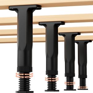 Bed Support Legs 5.9-11 Inch 4-Pack,Adjustable Heighe Heavy Duty Risers for Most Frames/Box Spring/Platform/Slats, Easy Install, Black Plastic (4Pcs/Pack(Plastics 5.9-11 in Adjustable))