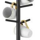 Wisuce Coffee Mug Holder Tree Upgraded 360Rotated Cup Holder for Counter Black Wood Cup Tree Mug Rack Organizer Stand with 6 Hooks for Kitchen Coffee Bar Accessories