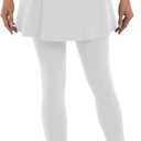 LouKeith Skirted Leggings for Women Athletic Skirt with Leggings Tennis Skirt Yoga Running Golf Skirts with 4 Pockets (White, L)