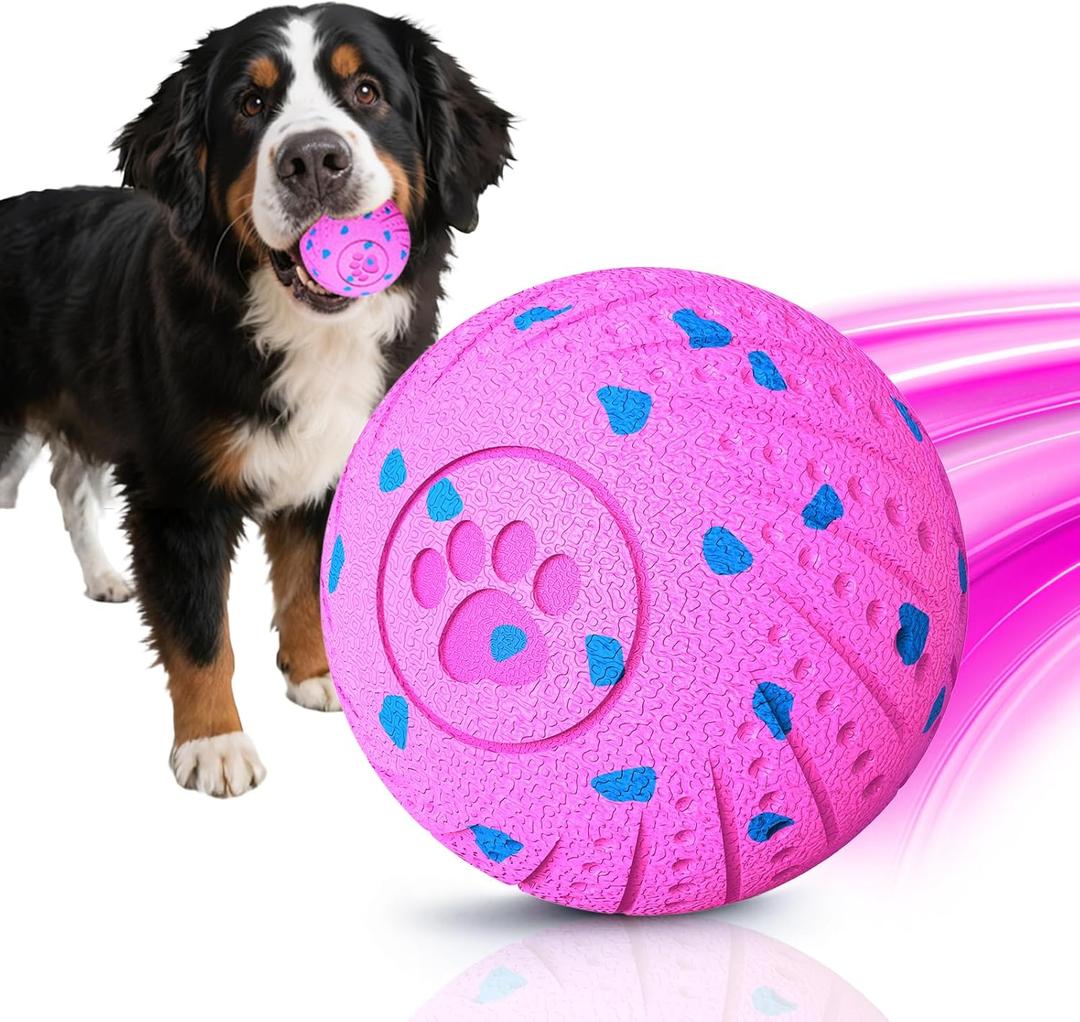 Interactive Dog Toys: Smart Dog Ball  Auto-Bounce, Vibrating & Jumping Action! Durable Duraspin Design for Aggressive Chewers. Rechargeable & Long-Lasting, Keeps Dogs Busy and Entertained Pink.