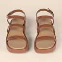 Amazon Essentials womens Strappy Flatform Sandals (9, Tan)