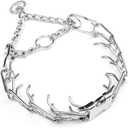 No Pull Adjustable Collar with Quick Release Buckle, Extra Link and Caps, Size: M/L (Neck: 17"-23'' 3.2mm)