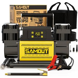 SMAOUT 12V Digital Air Compressor, Offroad Portable Inflator 12.3 CFM, Air Pump Max 150PSI for Heavy-Duty Tires, with LCD Control Panel to Preset Target Pressure, 4x4 Vehicle, SUV, RV