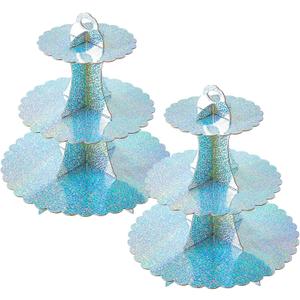 Soleebee 3-Tier Cupcake Stand, Cardboard Cupcake Tower, Dessert Cup Cake Stand Tower for Birthday Wedding Party Decoration, Cupcake Tier Stand 2 Set (Glitter AB Color)