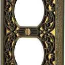 Amerelle 65DAB Filigree Wallplate, 1 Duplex, Antique Brass