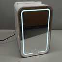 Mini Fridge for Bedroom, 6L/10 Can Skincare Fridge with Dimmable LED Light Mirror for Dorm & Office, Portable Cooler & Warmer Small Compact Refrigerator for Skincare, Makeup and Cosmetics, White