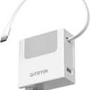 Gitryin Portable Phone Charger Block, Retractable Wall Charger with 33.5in Type-C Cable, 40W PD Fast Charging Block with USB A Port, Power Adapter with Foldable Plug for iPhone 16/15, Galaxy S23 22 (White)