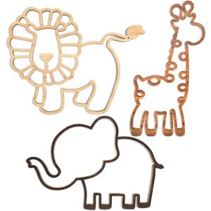Yulejo 3 Pieces Nursery Wall Decor Jungle Theme Nursery Decoration Wooden Woodland Safari Animal Wall Decor with Glue Points for Bedroom