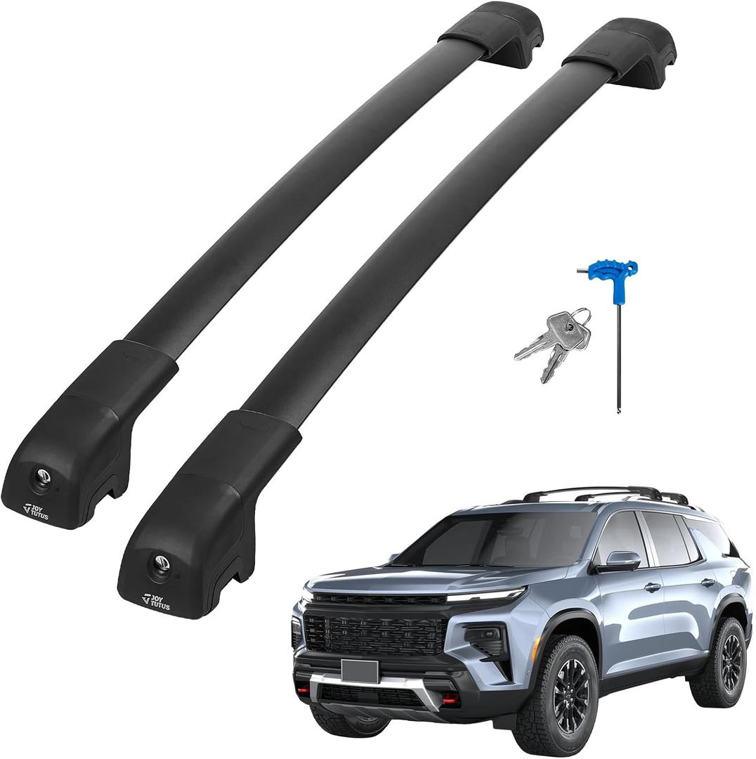 JOYTUTUS Lockable Roof Rack Cross Bars Compatible with Chevy Chevrolet Traverse 2022-2025 Aluminum Anti-Rust Crossbars for Roof Cargo Carrier Bag Kayak Canoe Bike Luggage Snowboard, Black