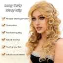 Long Curly Wavy Blonde Wig for Women Synthetic Heat Resistant Hair with Wig Cap,19 Inch