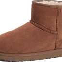 Zizor Women's Cozy Short Bootie Slippers, Winter Warm Hard Bottom House Shoes with Fuzzy Lining, Chestnut, 9 M US