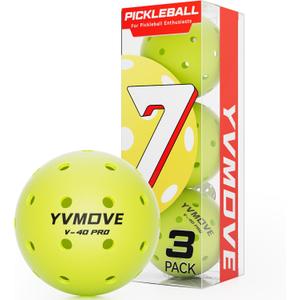 YVMOVE V40Pro Outdoor Pickleball Balls - Seamless Rotational Molding for Crack Resistance - USAPA Standard Bounce&Flight - Neon Green 40-Hole Pickleballs for Tournaments/Family Games (3-Pack/12-Pack)