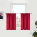 BGment Red Kitchen Curtains 36 Inch Length for Window Over Sink - Short Half Drapes with Rod Pocket Thermal Insulated for Cafe Bathroom Window, 2 Panels, 34 x 36 Inch