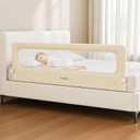 TodiNest Folding Bed Rail for Toddlers, Baby Bed Rail Guard with Reinforced Anchor Safety System, Toddler Bed Rails for King Size Beds, Twin, Full, Queen (Khaki, 71" L x 21.6" H)