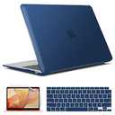 IBENZER Compatible with New MacBook Air 13 inch case 2022 2021 2020 M1 A2337 A2179 A1932, Hard Shell Case&Keyboard Cover&Screen Film for Mac Air 13 with Touch ID (2018-2022), Navy Blue, AT13NVBL+2