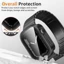 Amizee Metal Case Compatible with Apple Watch SE 3/2/1 Series 6/5/4 44mm Case with Built-in Screen Protector, Straight Edge Ultra Thin with Back Cover Protective Cover for iWatch 44mm, Black
