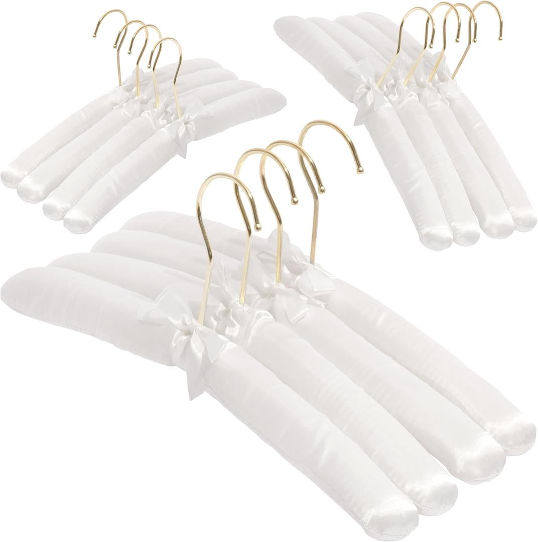 Padded Clothing Fabric Hangers for Women Clothing - Set of 12 Premium Hangers for Closet, Bride Hanger for Wedding Dress, Sweater - Ivory