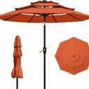 10FT Patio Umbrella 3 Tiers Outdoor Market Umbrella w/Push Button Tilt, Crank, UV and Waterproof Table Umbrella for Garden, Pool, Backyard, Deck, Lawn, Terracotta