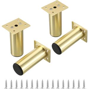 Sumnacon 4PCS Aluminium Alloy Furniture Legs - Round Adjustable Sofa Legs Furniture Cabinet Legs, 4 Inch Funiture Feet for Cabinet Desk Table Chair Sofa Bed, Gold